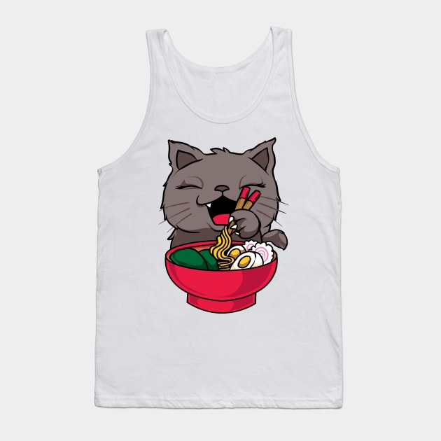 Cute & Funny Anime Kitty Ramen Kawaii Cat Tank Top by theperfectpresents